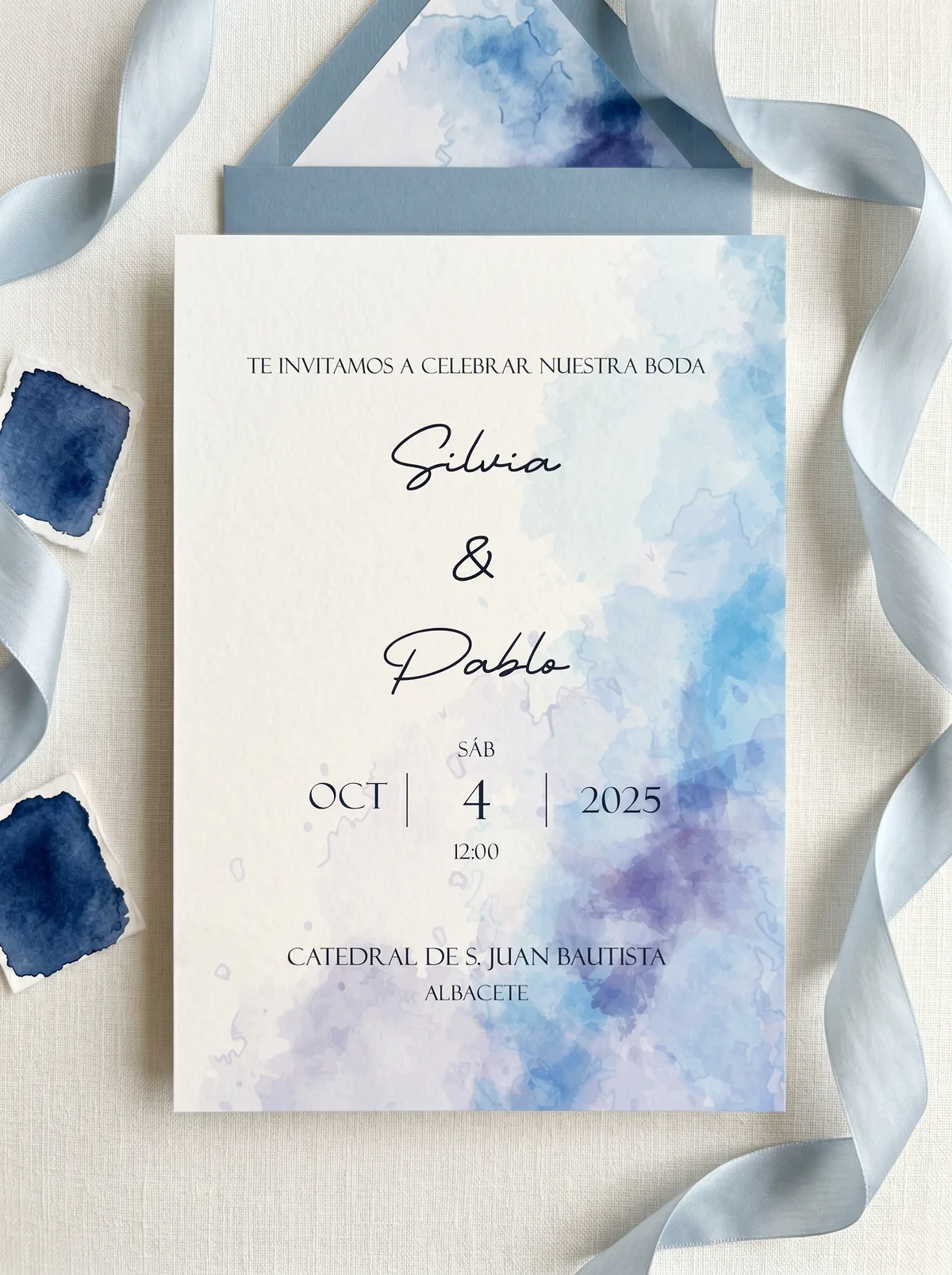 Invitación de la colección Acuarela Índigo