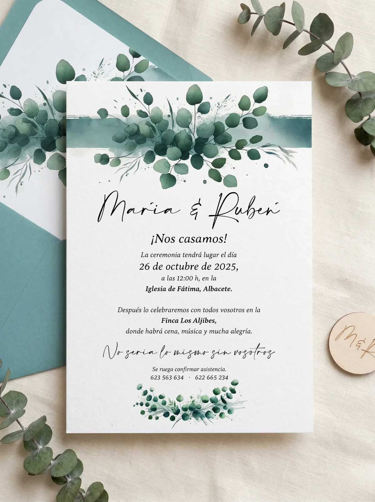 Invitación de la colección Eucalipto azul